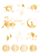 矢量烫金风中秋边框月亮兔子灯笼装饰元素