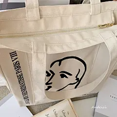 ANDCICI韩版字母插画风帆布包布袋女购物袋大容量手提袋学生书包-tmall.com天猫