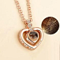 Heart Pendant Necklace 100 Language I love You Memory Projection