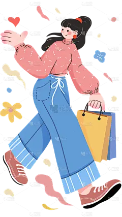 人物系列插画感手绘彩色青春感城市街头青年打招呼元素