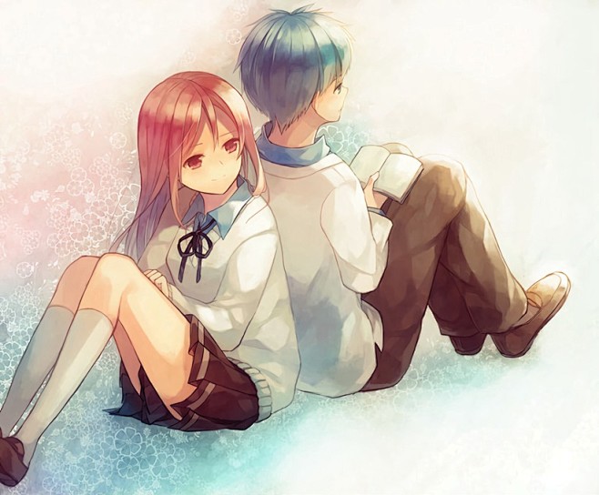 背靠背的pixiv人物插画