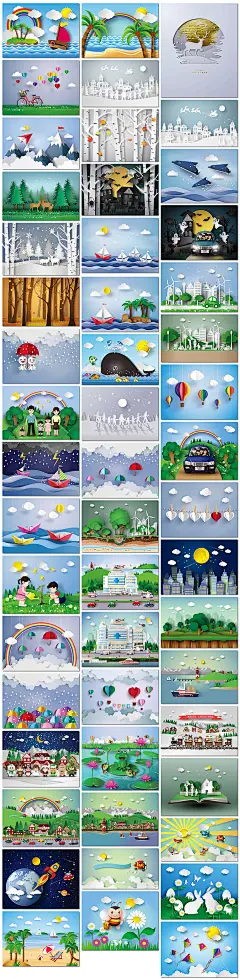折纸立体剪纸风幼儿园小孩儿童海洋童话装饰插画海报设计模板素材-淘宝网