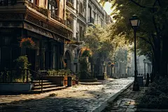 夜幕下的城市街道风景