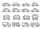 车线图标-杂项图标Car Line Icons - Miscellaneous Icons汽车、黑色、总线、业务、汽车、收集、设计、设计师,元素,图形,图标,说明,孤立的,迷你,象形图,设置,形状,符号,轮廓,小,速度,运动,象征,交通,运输,范,矢量,车,轮子,轮式 automobile, black, bus, business, car, collection, design, designer, element, graphic, icon, illustration, isolated, min