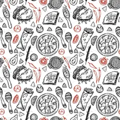 手绘矢量背景-墨西哥食物