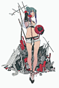 极具个性画风的动态元气少女 动漫插画参考 tarou2 ​​​