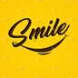 字体微笑向量上的黄色背景