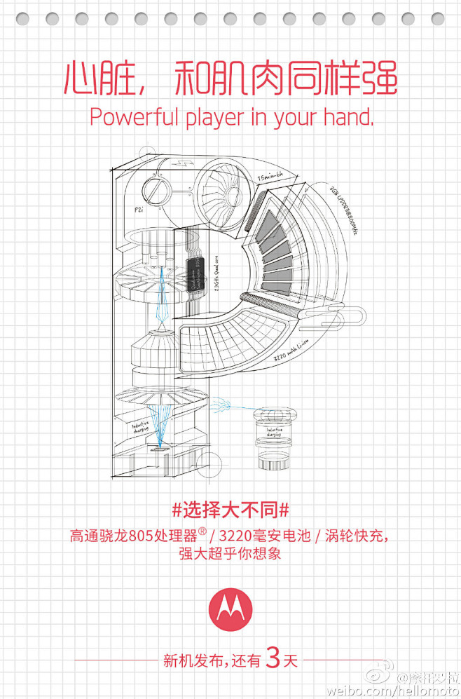 摩托罗拉预热微博配图：【大】能量，还有3...