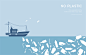 海洋渔船白色塑料垃圾威胁公益插图插画海洋渔船|白色塑料|塑料垃圾|威胁|公益|插图|插画