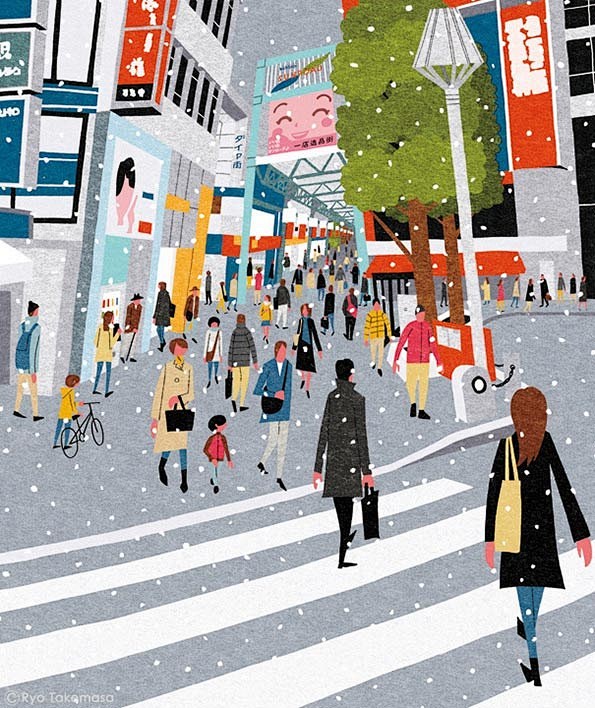 日本清新淡雅扁平插画设计欣赏 #小清新#