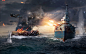 Download Wallpaper 2560x1600 World of warships, Wargaming net, Explosion, Ships 2560x1600 HD Background