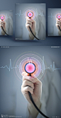 Futuristic Medicine 触摸未来医学科技心电图概念海报PSD素材 ti219a14412 :  