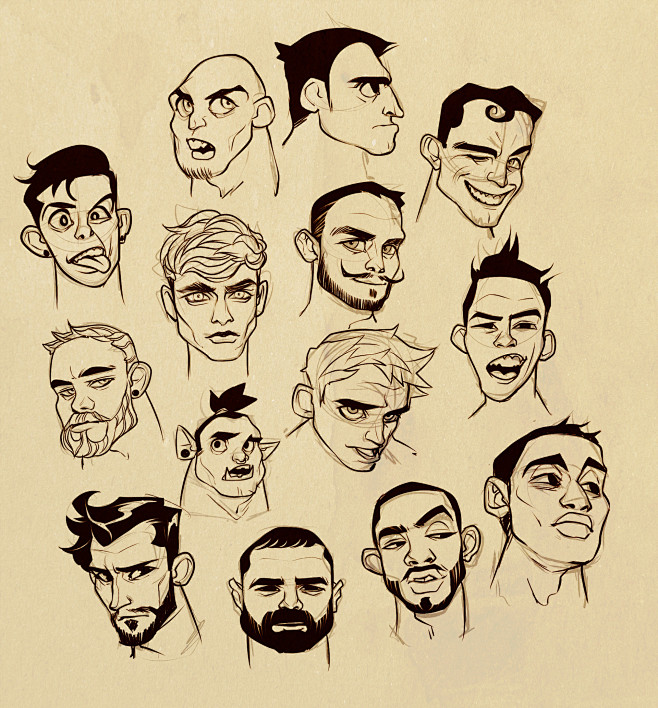 Male Head Sketches, ...