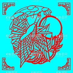 鸟儿剪纸  - 源文件下载【酷图网】鸟儿,动物,剪纸,线条,矢量,传统,装饰,窗花,插画,