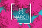 8 March. Paper craft Flower : 8 March. Happy Mother's Day. Paper cut Floral Greeting card. Origami flower holiday background. Square Frame, space for text. Happy Women's Day. Trendy Design Template. Vector illustration