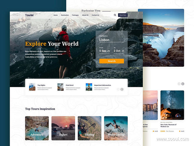 旅游着陆页UI设计作品网页设计官网介绍页...