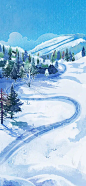 天然雪山森林滑雪场图片下载