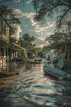 自然灾害春汛大水图片