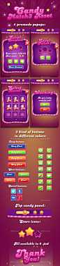 Candy Match-3 GUI - User Interfaces Game Assets