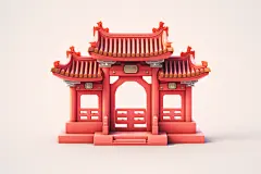 古风古韵新春龙年中式建筑模型