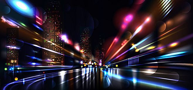 七彩,城市,霓虹灯,海报banner,摄...