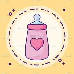 圆形,瓶子,动物心脏,牛奶瓶,边框,儿童,幼儿,婴儿,塑胶