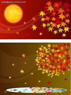 枫叶手绘背景画AI|背景画|风景画|矢量素材|矢量图形|手绘画|手绘图形|水彩画|图形设计|图形图标