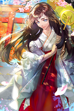 巫女服-花瓣网|陪你做生活的设计师 | 有：扎头发用的白色檀纸（如桔梗），丈长，花簪，前天冠（金）。 白色檀纸实物，一般价格在500日币左右 ...