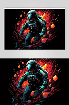 AI数字艺术太空宇宙宇航员插画