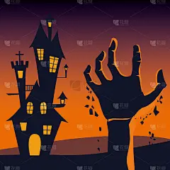 halloween card with haunted castle