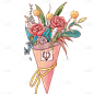 水彩风-花店元素-花束