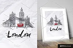 伦敦 特征 手绘插画 素材 london png免抠设计素材平面设计