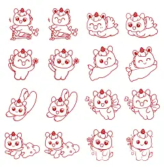 马宝宝表情包卡通插画线稿72-116