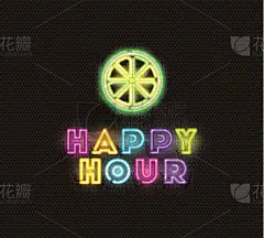 字体,一半的,快乐时光,柠檬苏打水,霓虹灯,夜晚,饮料,含酒精饮料,单词,闪亮的