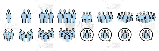 人和人口图标集，矢量和插图