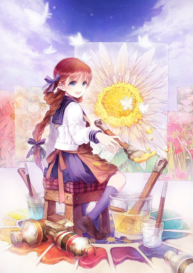 羽公画画的女孩水手服萝莉