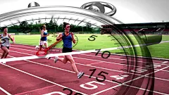 秒表图形在慢动作中的比赛胜利者