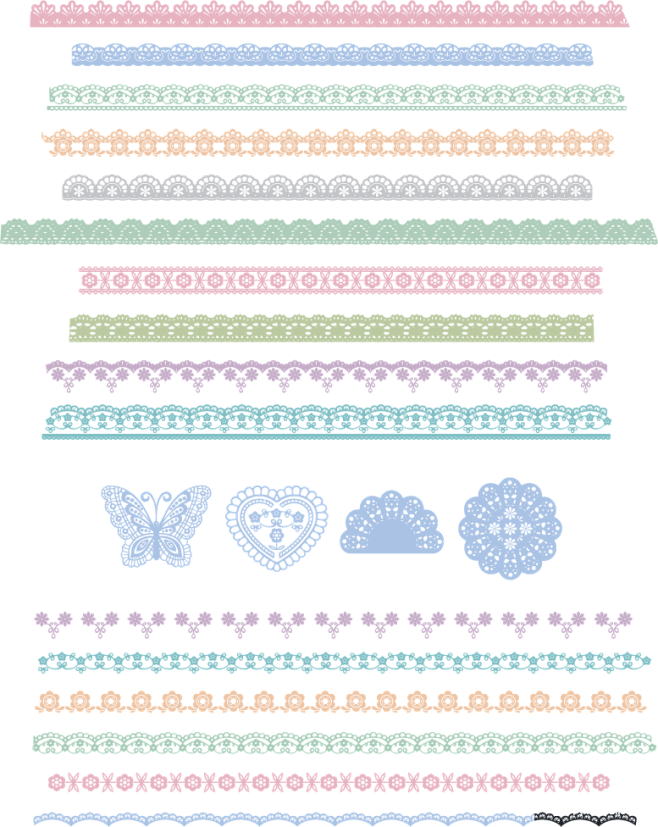各种 彩色 蕾丝花边 装饰元素免抠png...