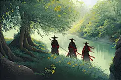 剑客 树 绿色 户外 风景 水墨 高清壁纸_4K背景图片高清壁纸_墨鱼部落格