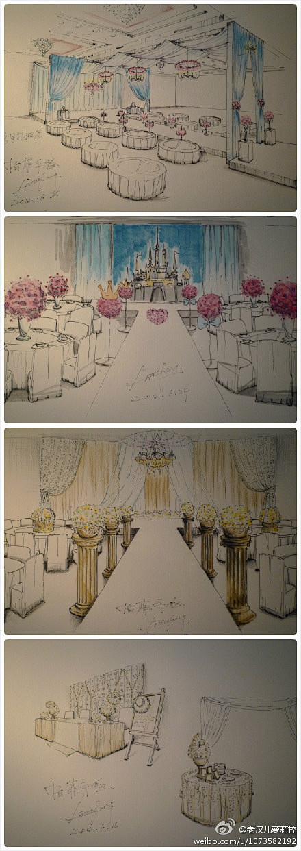 小九-梦的起点婚礼设计：大爱啊，婚礼手绘...