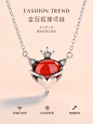 皇冠狐狸石榴石吊坠简约气质锁骨链ins酷网红轻奢项链小众招桃花-tmall.com天猫