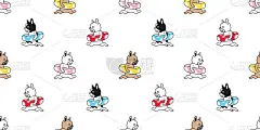 狗无缝图案法国牛头犬矢量游泳池环卡通瓷砖背景海滩海洋重复壁纸夏天围巾孤立涂鸦插图设计