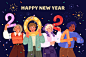 Free vector flat background for new year 2024 celebration