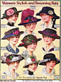 1920s Vintage hats with flowers