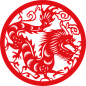 古典中国风红色龙纹龙龙金色龙凤凰剪纸 PNG免抠图案PS素材 (18)