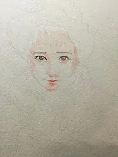 戴帽子系围巾的女孩  @手绘插画