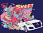 SWIFT sport : Fui el encargado del arte utiliza en su campaña la marca SWIFT sport en Paraguay, este nuevo modelo a diferencia del 2011 solo tiene unos pequeños cambios estéticos, es por eso que me dieron la libertad de plasmar mi energía estetica en este