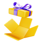 打开的 节日 礼物 礼品盒 宝箱 蝴蝶结 礼品 紫色 黄色 3D 立体 卡通 电商 插画 图标 png PSD 免抠 设计 素材6