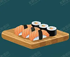 寿司插画 【酷图网】寿司,日本料理,三文鱼饭团,刺身,日料,插画,矢量