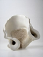 white ceramic sculpture art by Noriko Kuresumi
